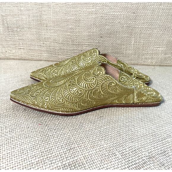 Moroccan, NWOT, Gold babouche‎ slippers, Leather Sole, Handmade, Ladies 8-8.5 - Picture 3 of 10